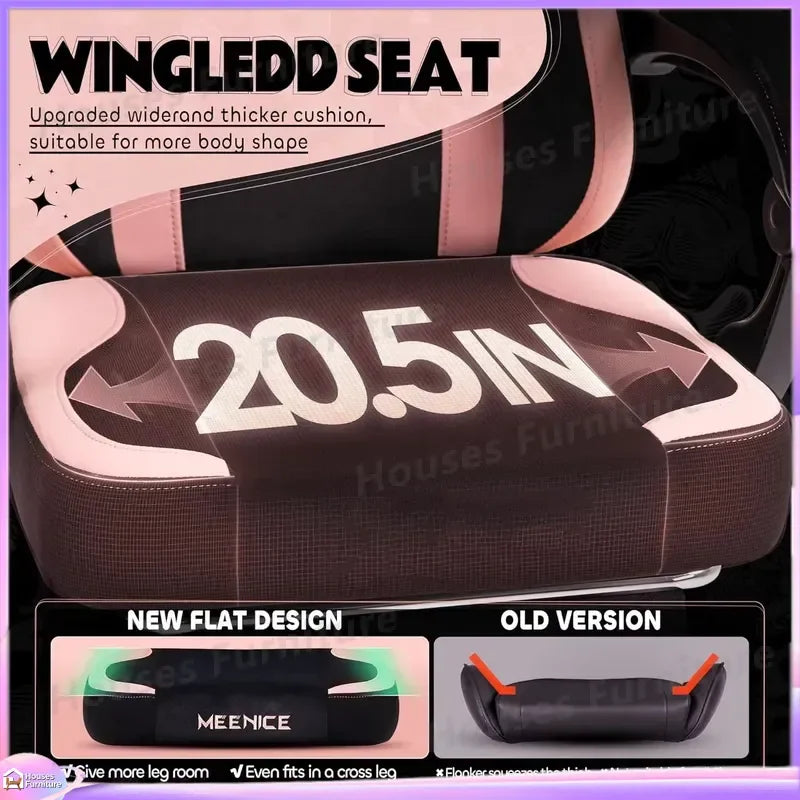 Gaming Chair for Adults Ergonomic Reclining Computer Chair with Lumbar Support and Headrest RGB LED Lights Cat Ears Design
