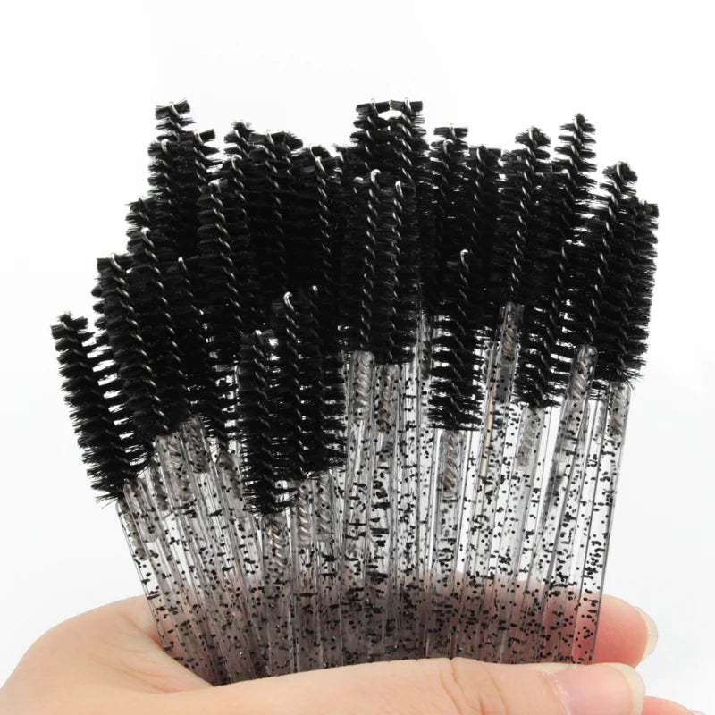 New 5/25/50Pcs Wholesale Crystal Eyelashes Brush Applicator Eyelash Brushes Plastic Mascara Wand Lashes Extension Makeup Beauty