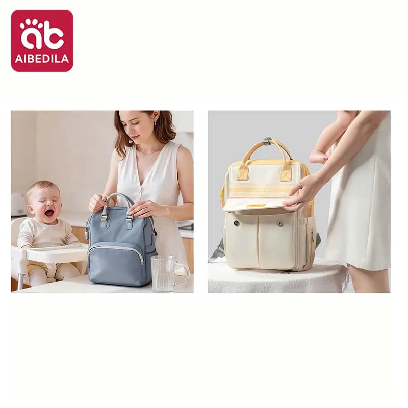 AIBEDILA Maternity Diaper Backpack Large Capacity Multifunctional Portable Light Baby Nappy Storage Backpack for Outdoor Travel