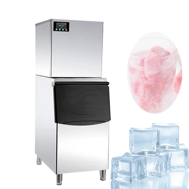 200-500 KG/24H Electric Ice Cube Making Machine Generator Production Stainless Steel Ice Makers for Restaurants Bars Commercial