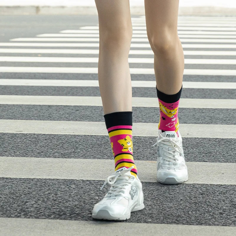 1 Pair Man Women Sock Original AB Tide Socks Colorful Cat Dog Koala Cow Cotton Socks Four Seasons Unisex Socks for Birthday Gift