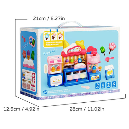Children Ice Cream Toy for Girl Play Dough Color Machine With Music and Light Boy Toy Food Fake Kids Supermarket 3 Years Gifts