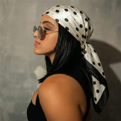 2026 Dot Print Square Scarf For Women Silk Shawl Neckerchief Female Hair Bands Head Wraps Headband Foulard Satin Hijab Bandana