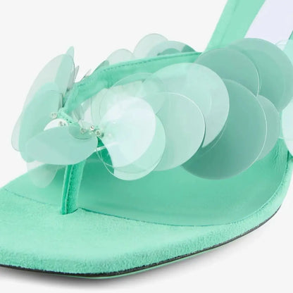 Aqua Green Suede Sandals For Women Shoes High Heels Zapatos Pumps Wedding Party Mules Open Toe Slippers Beach Summer flip flops