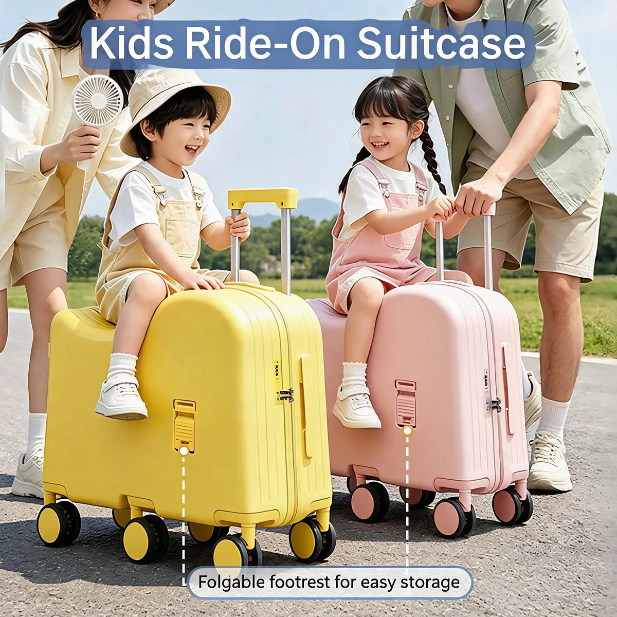 2026 New Kids Ride-On Luggage, Boys & Girls Mini Student 20 Inch Password Rolling Travel Suitcase