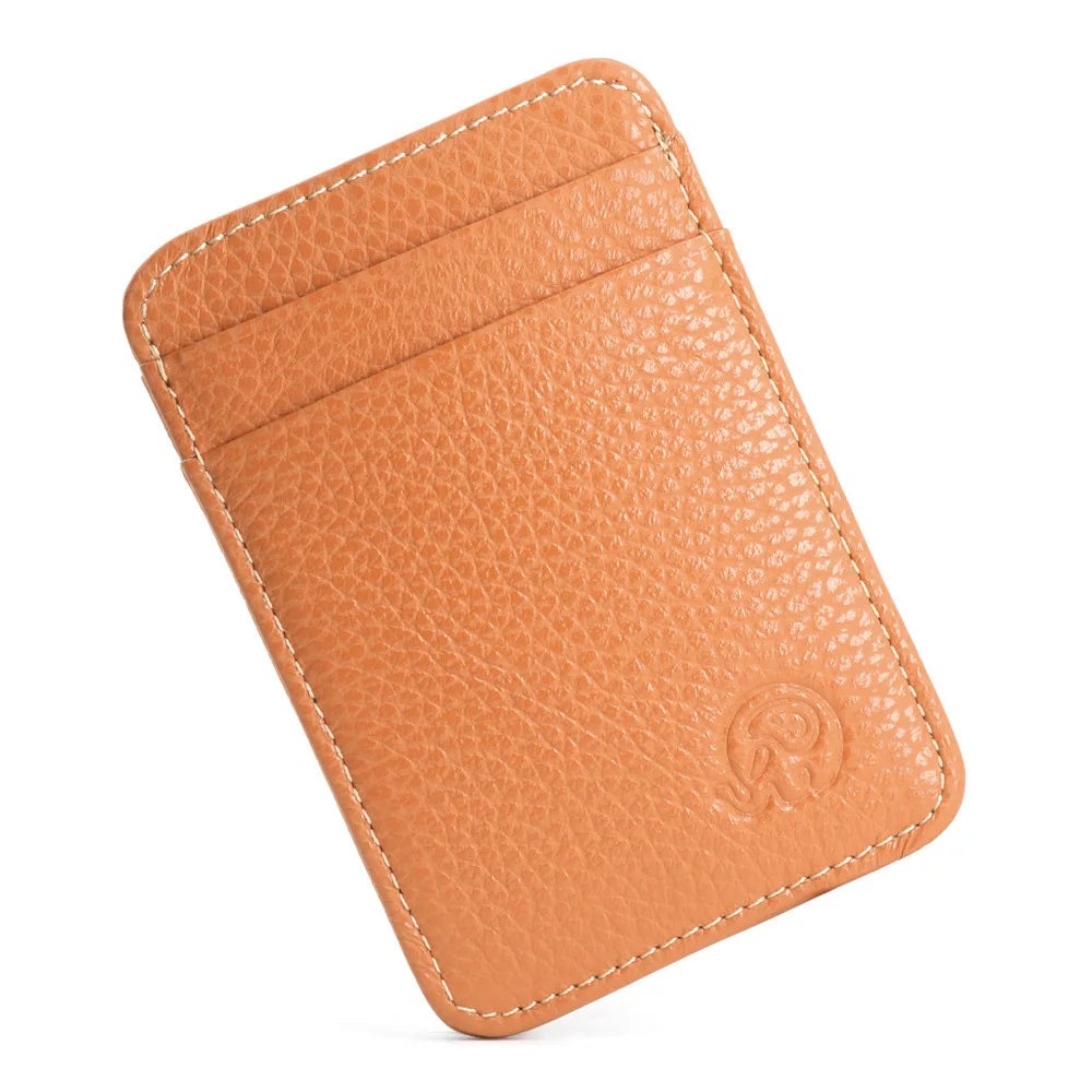 Wholesale Genuine Leather Convenient ID Pocket Bank Credit Card Case Vintage Thin Card Wallet Men Cash Bag Slim Bus Card Holder