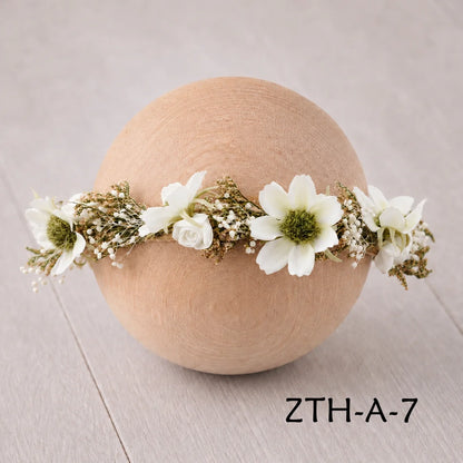 Floral Newborn Headbands for Photography Props Handmade Infant Girl Flower Wreath Baby Headband Newborn Photoshoot, Accessories