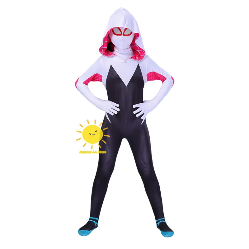 BEAST KINGDOM Spider Gwen Cosplay Gwen Stacy Cosplay Costume for Unisex Teenagers and Adults Jumpsuit Halloween Cosplay Bodysuit