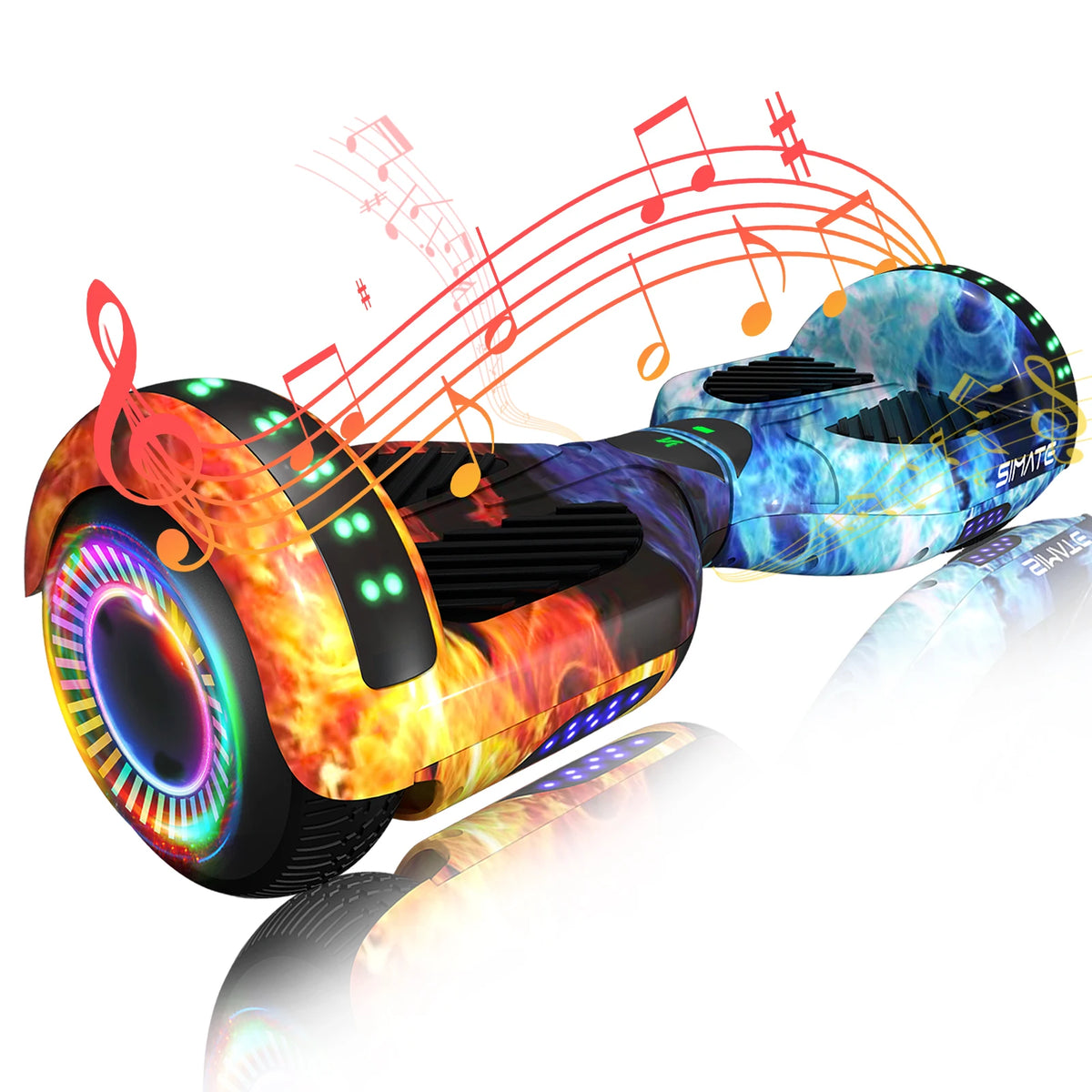 SIMATE P6 Hoverboard, 6.5" Self Balancing Scooter, All Terrain Hover Boards with Bluetooth, APP Control and LED Lights for Kids Adults