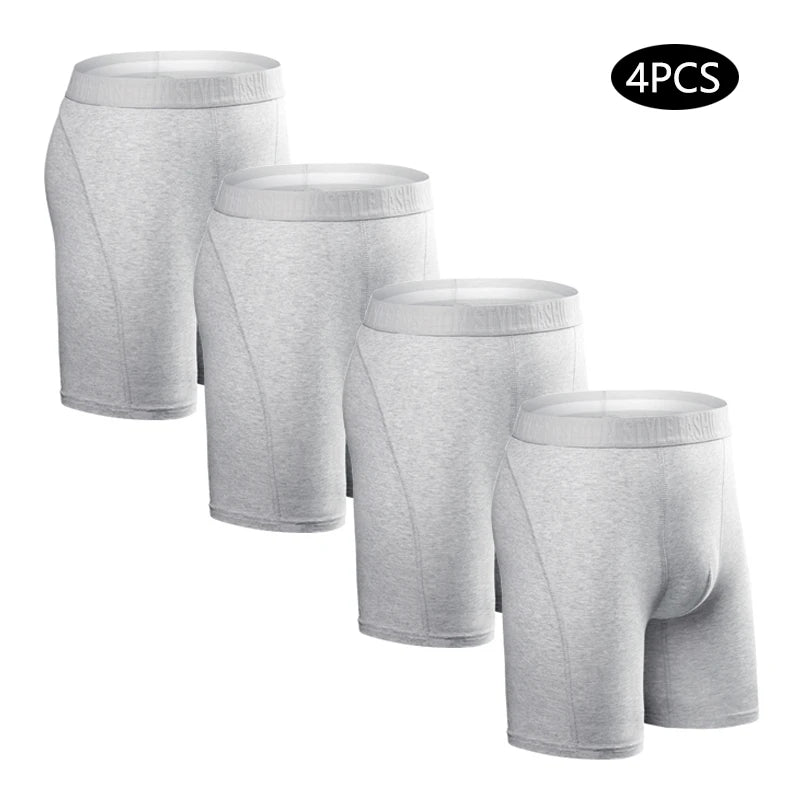 4pcs Long Boxers for Men Underwear Plus Size Men's Panties Sexy Long Leg Underpants Cotton Mens Boxer Shorts Fashion Male Trunk