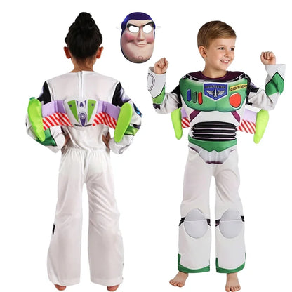 Boys Halloween Cosplay 3PCS Buzz Jumpsuit With Mask Wings Woody Cowboy Costume Stage Performance Birthday Party Role Play Outfit