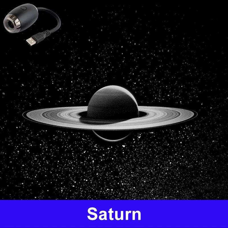Romantic LED Starry Sky Night Light USB Powered Saturn Galaxy Projector Lamp for Car Roof Party Room Ceiling Decor Plug and Play