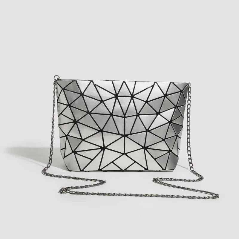 Women's Stylish Foldable Rhombus-Patterned Crossbody Bag, Korean and Japanese Trendy Shoulder and Handbag, Popular Fashion Item