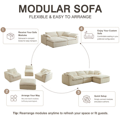 Modern Modular Sectional Sofa Cloud Couch Oversized Deep Seat Comfy Sofa for Living Room Furniture with Removable Cushions