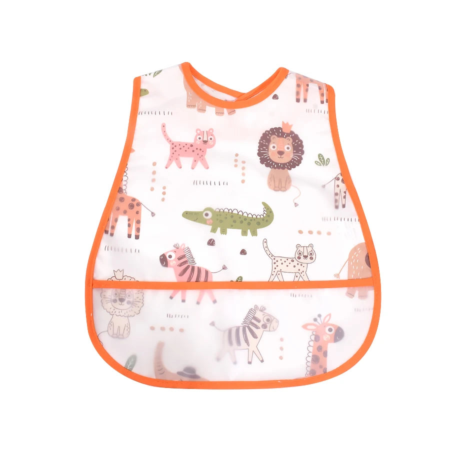 2023New Cartoon Pattern EVA Waterproof Pocket Lunch Feeding Bibs Adjustable Baby Bibs Cute Children Baby Apron Kids Burp Cloths