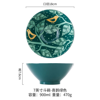 Japanese Ramen Bowl Household Soup Bowl Salad Bowl Ceramic Tableware Instant Noodle Bowl Ceramic Tableware