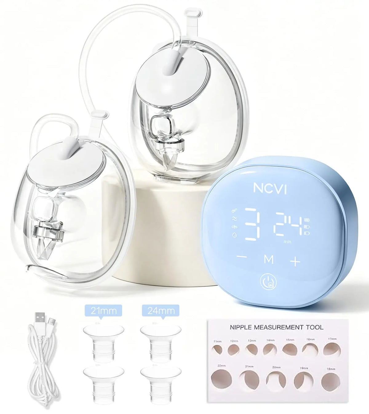 NCVI 8122 2‑in‑1 Hands‑Free Wearable Breast Pump, 4 Modes 9 Levels, Hospital‑Grade Suction, 21/24/28mm Flange, BPA‑Free Under 45dB Anti‑Flow Portable Pump for Moms