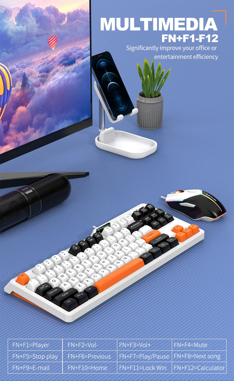 Wired Keyboard and Mouse Set，19-Key Rollover，Office/Gaming Compatible with Desktops and Laptops