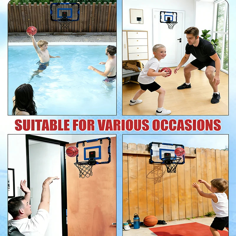 Wall Mounted Basketball Hoop Set with Digital Scoreboard, Kids Portable Outdoor Indoor Basketball Training Sport Funny Game Toys