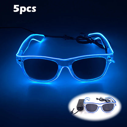 1PC Light Up LED Glasses Glow Sunglasses EL Wire Neon Glasses Glow in The Dark Party Supplies Neon Party Favors for Adults