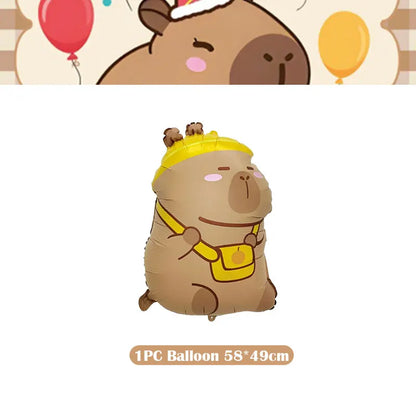 Capybara Decoration Birthday Party Favors Tableware Set Cup Plate Balloons Gift Bags Happy Banner Cake Topper Supplies for Girls