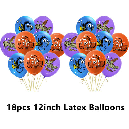 Finding Nemo Fish Latex Balloons Clownfish Dory Ocean Sea Foil Ballons Happy Birthday Banner Cake Topper Party Decor Kid Boy Toy