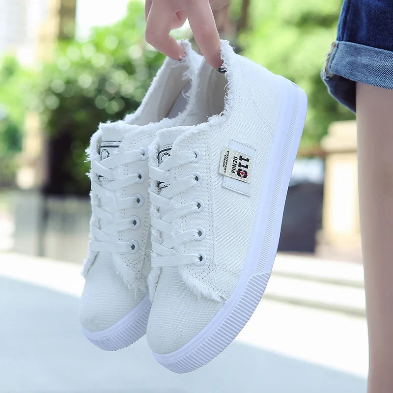 Ladies Versatile Canvas Shoes New Casual Comfort Shoes Student White Sports Flat Fashion Light Women's Sneakers Zapatos Mujer