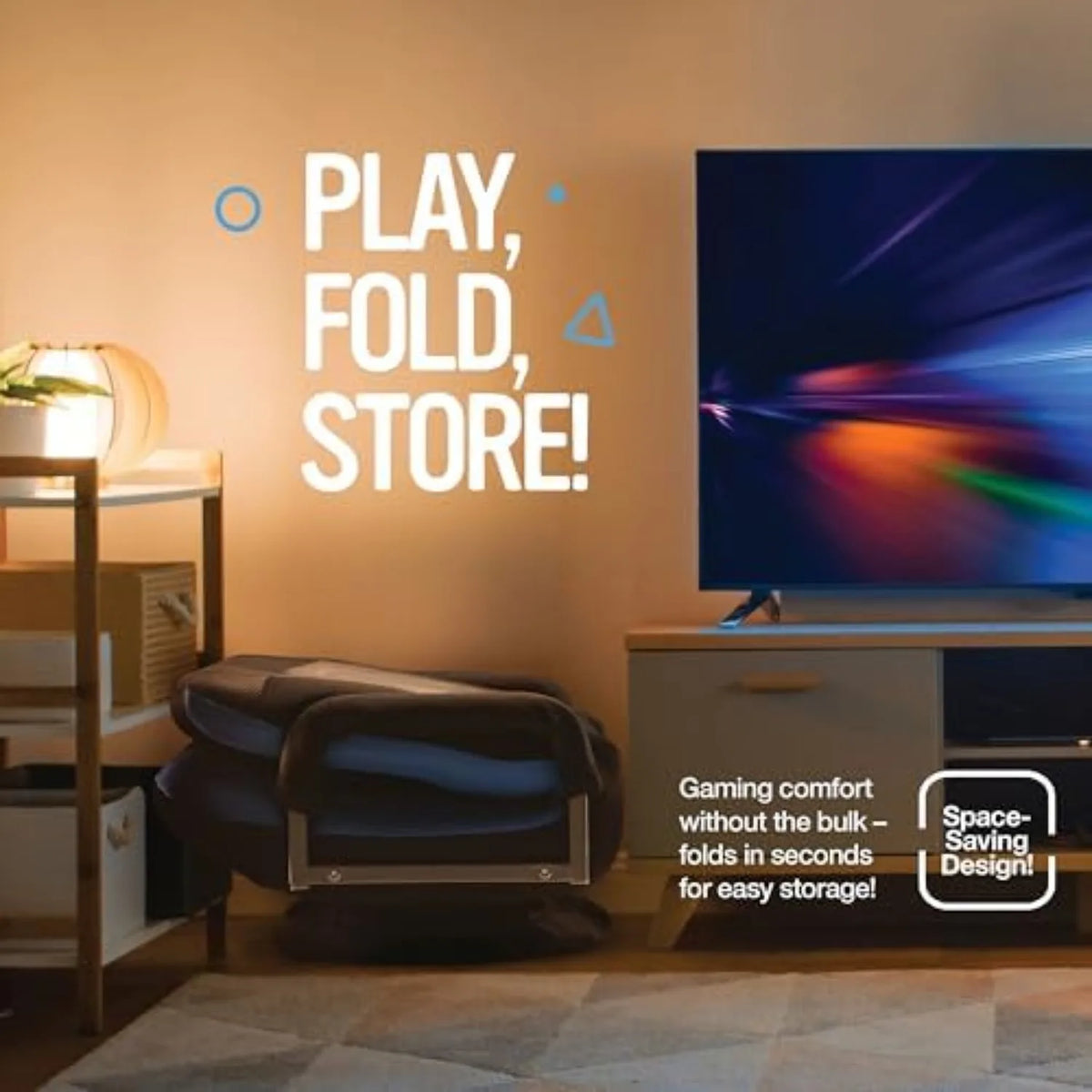 Swivel Floor Gaming Chair - Video Lounger Enjoy 6 Different Positions, Adjustable Backrest, Removable Arm Rests, Folds