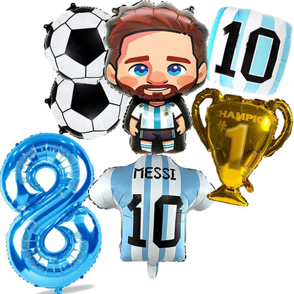 7pcs Messi Football Foil Globos Balloons Trophy Soccer Balloons Boy Birthday Party Decorations Sports Party Supplies Baby Shower