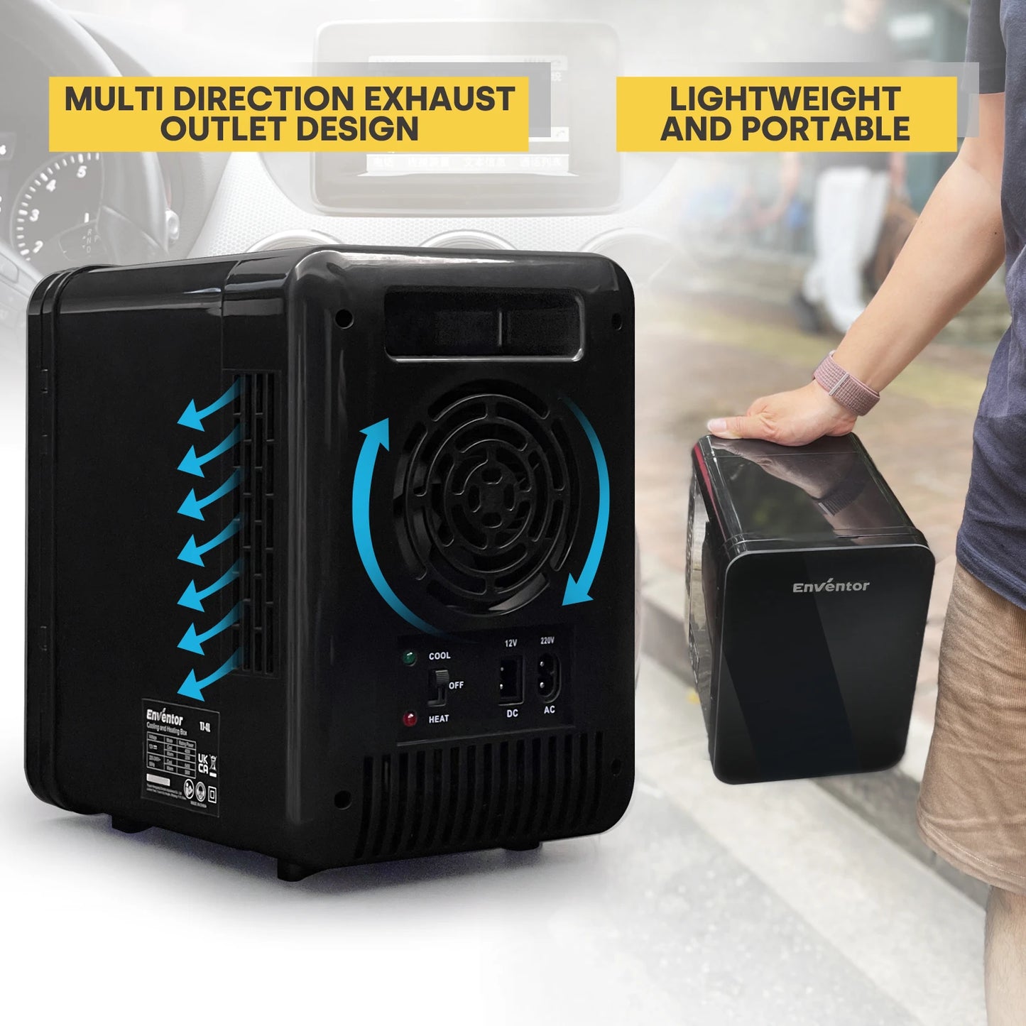 Enventor 4L Mini Refridgerator Portable Car Skincare Fridge Multi-functional Thermoelectric Cooler and Warmer For Summer Camping