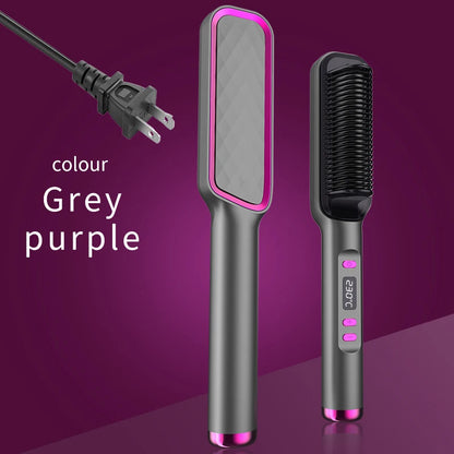 Hair Straightener Ceramic Hot Comb 2 in 1 Electric Straighten Hair Brush Negative Ion Fast Heating Styling Tool ﻿