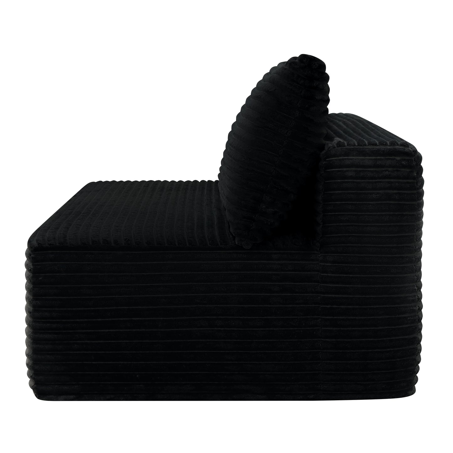58" Double Chaise Lounge Sofa, No Assembly Plush Fabric 2 Seat Couch with Cup Holder, Spring Padding Flexible Modular Furniture for Living Room, Black
