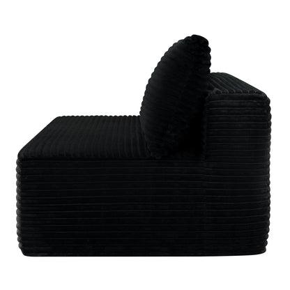 58" Double Chaise Lounge Sofa, No Assembly Plush Fabric 2 Seat Couch with Cup Holder, Spring Padding Flexible Modular Furniture for Living Room, Black