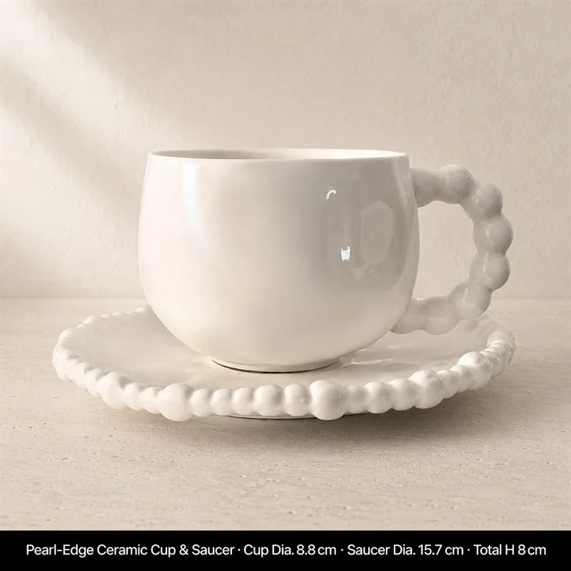 Color Value White French Pearl Edge Ceramic Dinnerware Set Elegant Steak Plate Bowl for Home Kitchen Dining