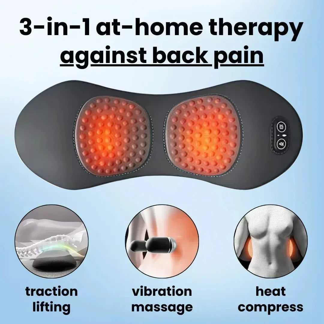 Multi-functional 3-in-1 Back Massager with Relief Bed Sleeping Shiatsu Deep Tissue Portable Shoulder Lower Back Pain Relief