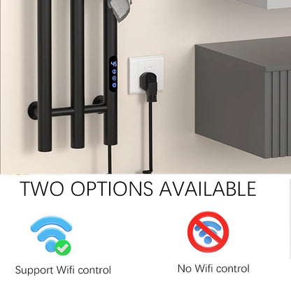 OXG Electric Heated Towel Rack Wall Mounted Bathroom Towel Warmer Dryer Heater 3 Bars Timer Touch Control WiFi Energy Saving