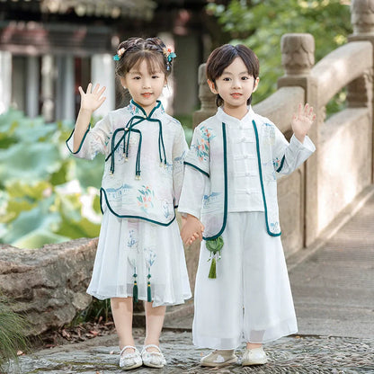 Fashion Hanfu Girl Suit Tang Costume Summer Chinese Style Boy Set Children's Sets Casual Kids Clothes Performance Baby Outfit
