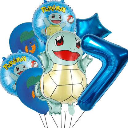 7Pcs/Set Pokemon Balloon Set Pikachu Charmander Cartoon Aluminum Foil Balloons Party Decoration Props Toy Anime Birthday Party
