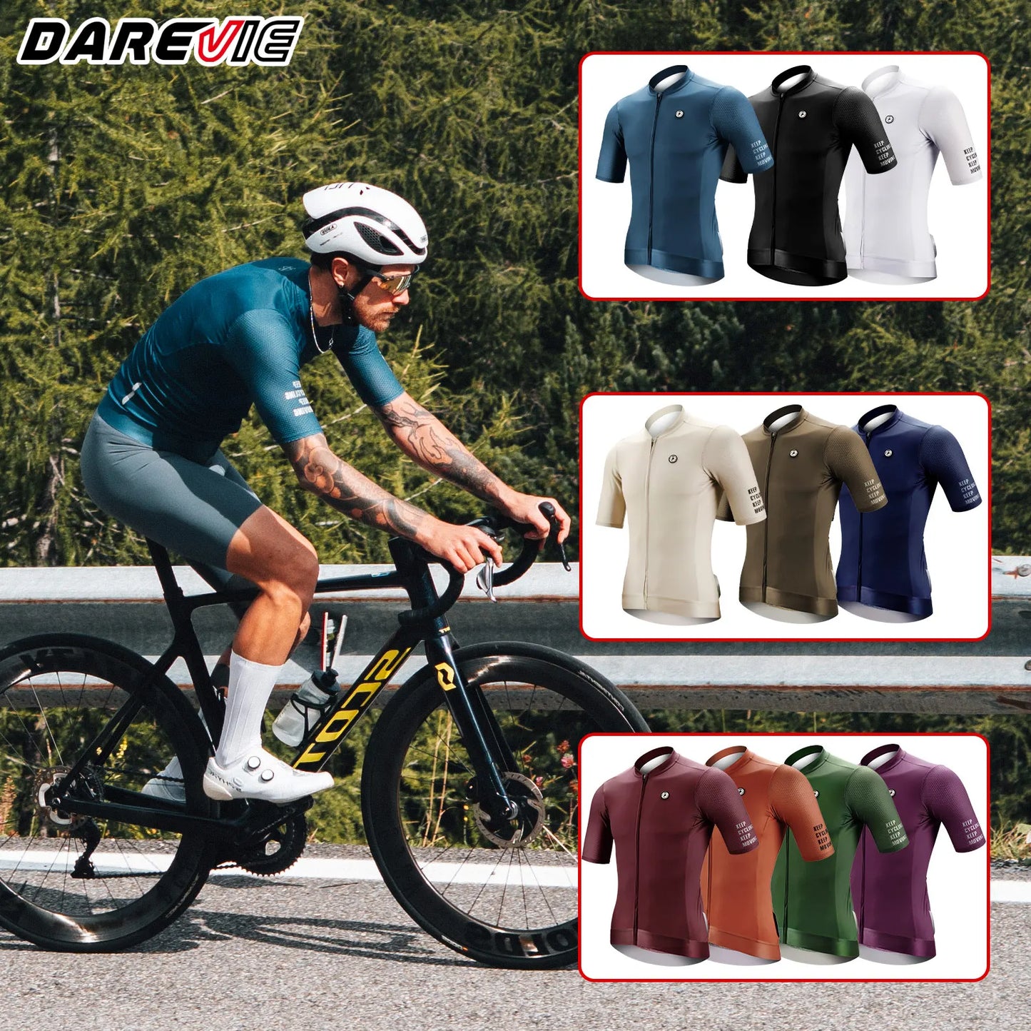 DAREVIE Cycling Jersey SPF 50 Anti-UV Training Level Slim Fit Small Size Men Women Man Cycling Maillot Bike Jersey Cycling Shirt