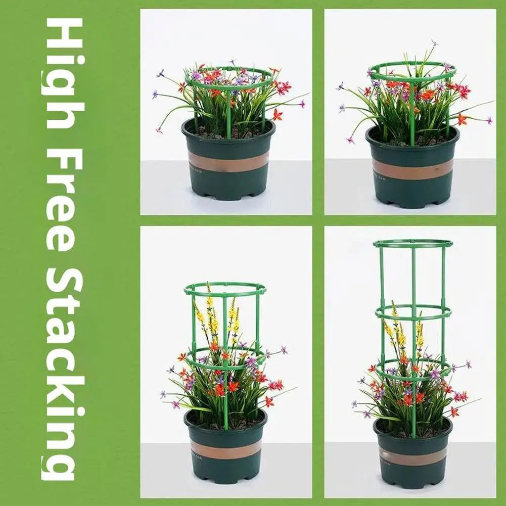 3 Layers Plant Support Plant Stakes Round Plant Support Ring Plastic Plant Cage Holder Flower Pot Climbing Trellis