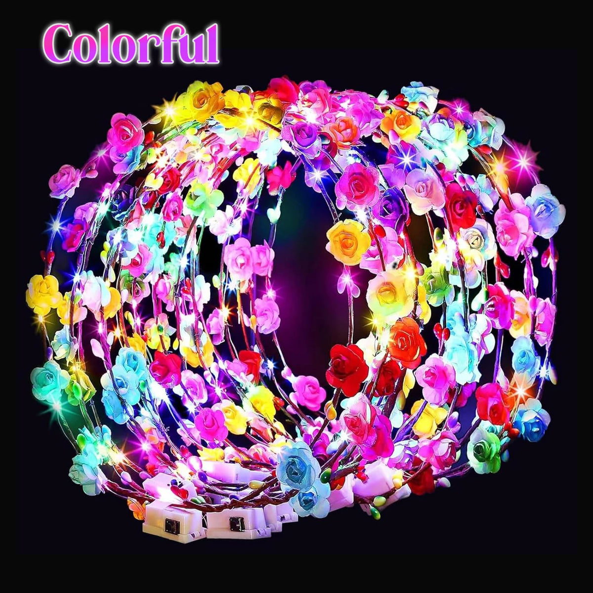 10-100Pcs LED Flower Headbands Glowing Garland Light Up Headbands Glow in the Dark Headband Wedding Beach Party Birthday Supplie