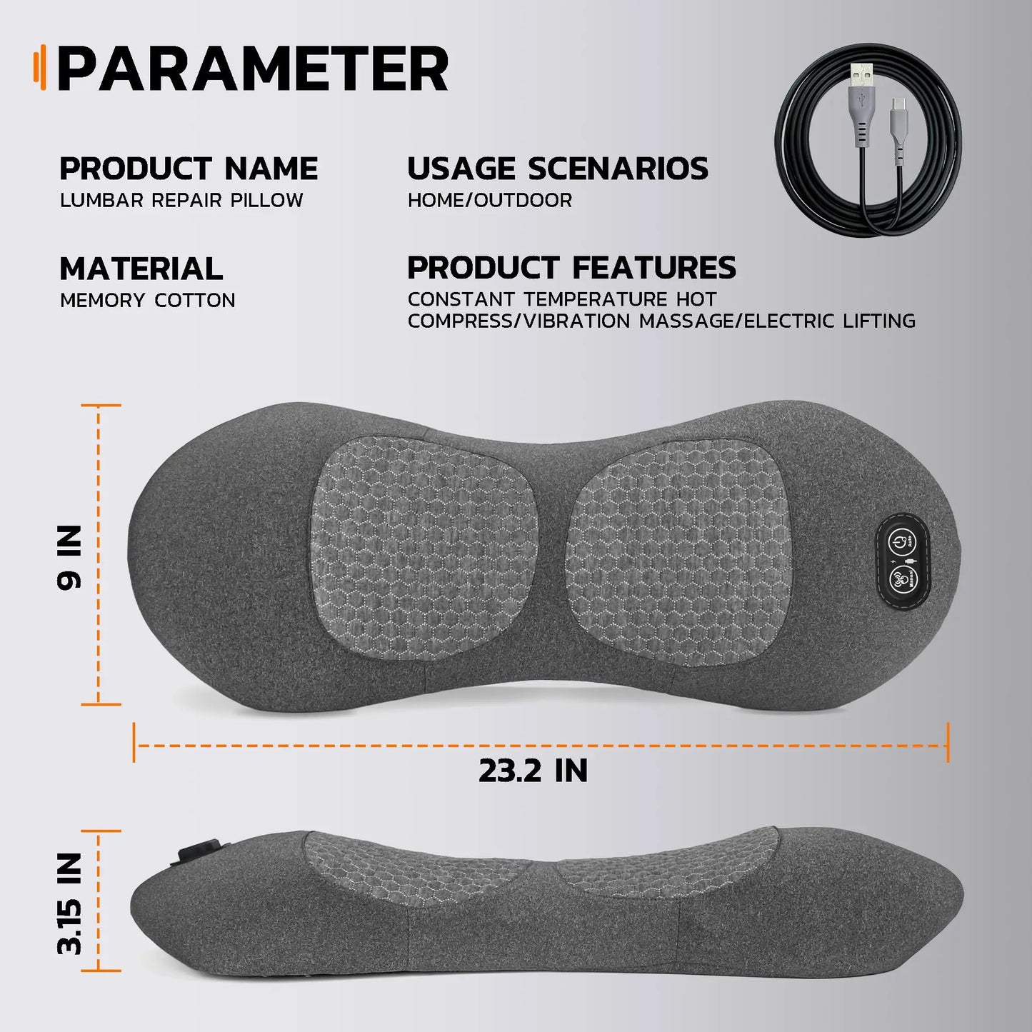 3 in 1 Back Massager - Electric Lumbar with Heat, Vibration, Traction,Lumbar Support Pillow for Back Deep Tissue Relaxation