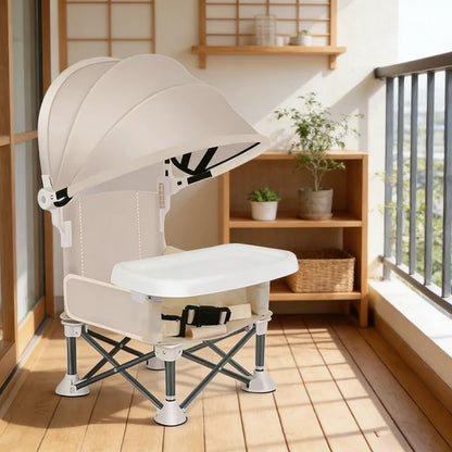Portable Outdoor Camping Folding Dining Chair Sunshade High Chair with Tent Baby Picnic Table Chair Camping Gear