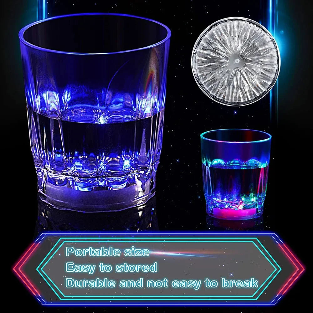 5/10/20/30 Pcs Glow In The Dark Cups Plastic LED Cups Light Up Flash Shot Glasses Christmas Birthday Party Bar Wedding Party