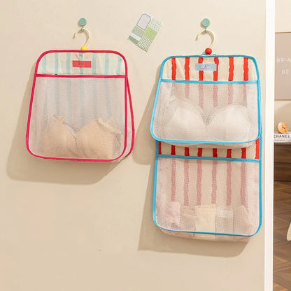 Hanging Mesh Storage Bag Wall Mounted Underwear Socks Organizer Macaron Color Closet Hanging Pouch For Home Bedroom