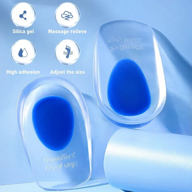 Silicone Gel Insoles Pain Cushion Bone Spurs Pain Relief Heel Cushion Thickened Soft Half Heel Insole Pad Height Increase