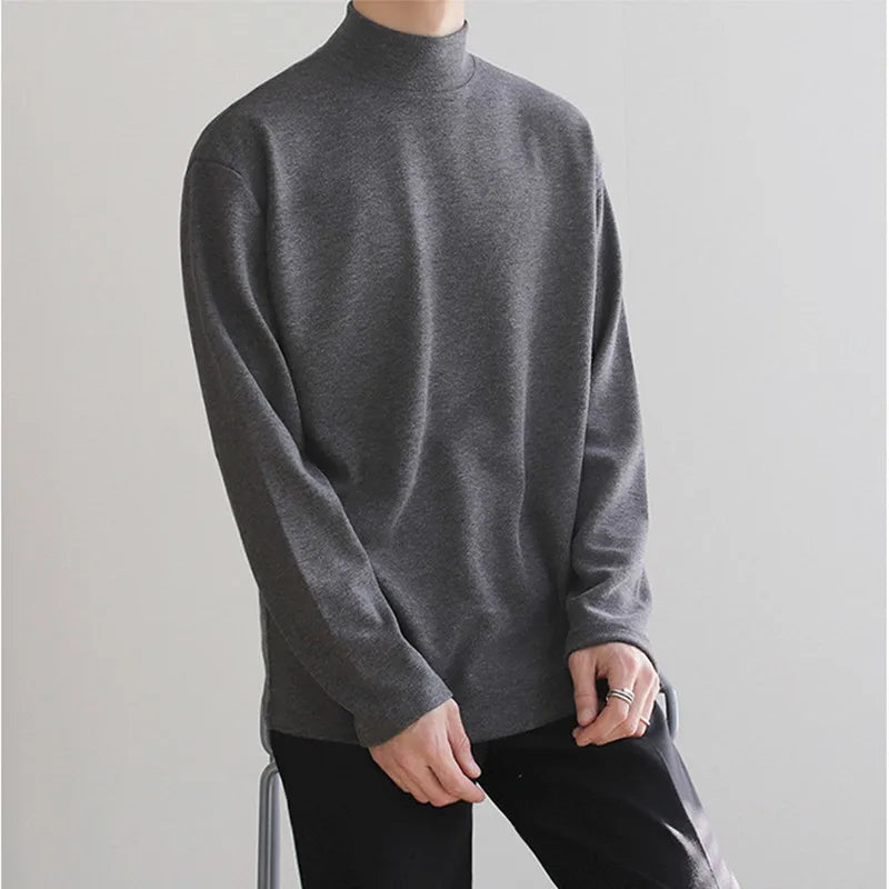 Men's Thermal Turtleneck Long Sleeve Shirt Fleece Lined Warm Loose Fit Casual Pullover Soft Basic Top Autumn Winter.