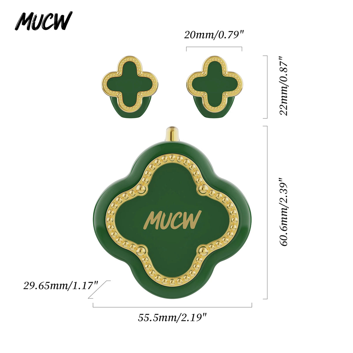 Luxury Four‑Leaf Clover TWS Earbuds MUCW CO06 Bluetooth 6.0 ENC Noise Cancelling Headset Light Weight Fashion Jewelry Earphone Gift for Ladies Daily Wear