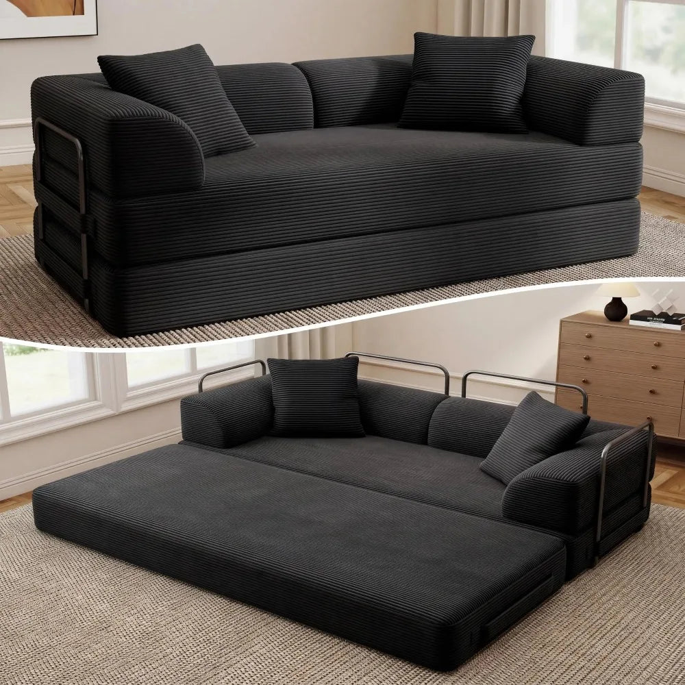 Cloud Boneless Convertible Floor Sofa Bed, 70" 5-in-1 Foldable Compressed Loveseat Lounge Sleeper 2 Seater Couches