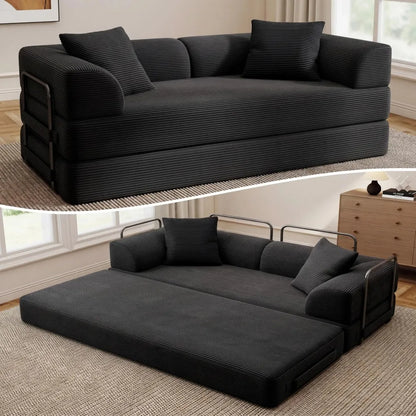 Cloud Boneless Convertible Floor Sofa Bed, 70" 5-in-1 Foldable Compressed Loveseat Lounge Sleeper 2 Seater Couches